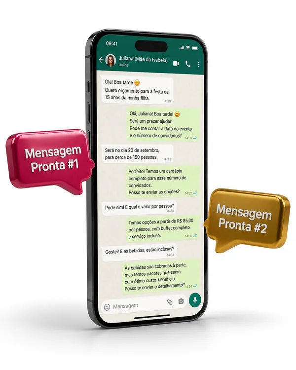 Mockup das mensagens prontas de negociação