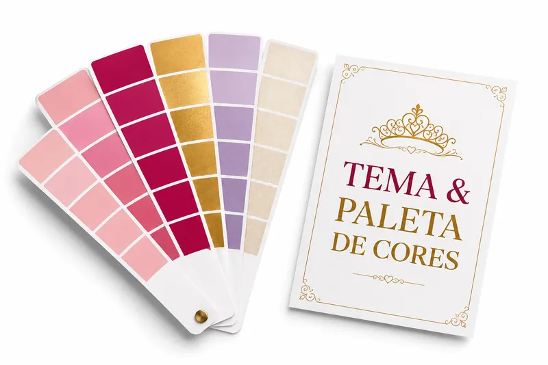 Mockup: cartelas de cores e cartão tema e paleta