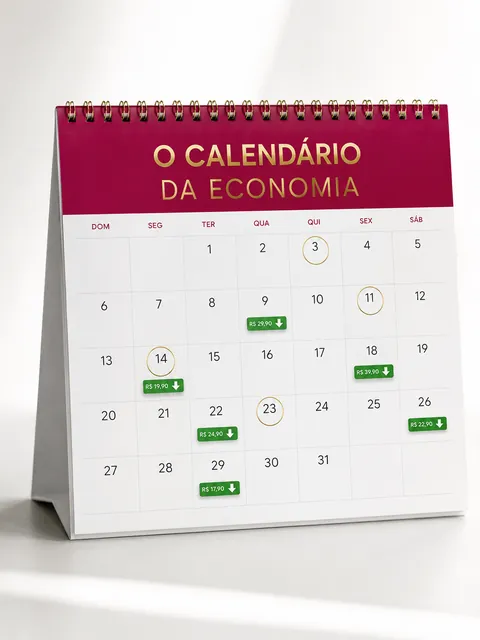Mockup: calendário da economia com datas marcadas